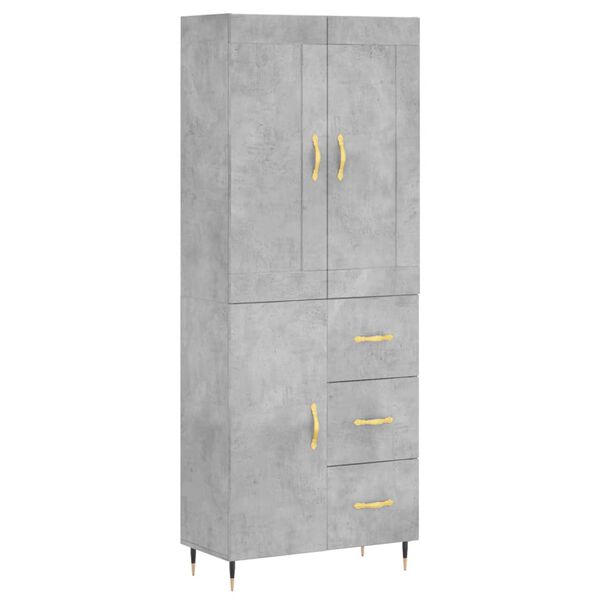 vidaXL Highboard Betongrau 69,5x34x180 cm Holzwerkstoff
