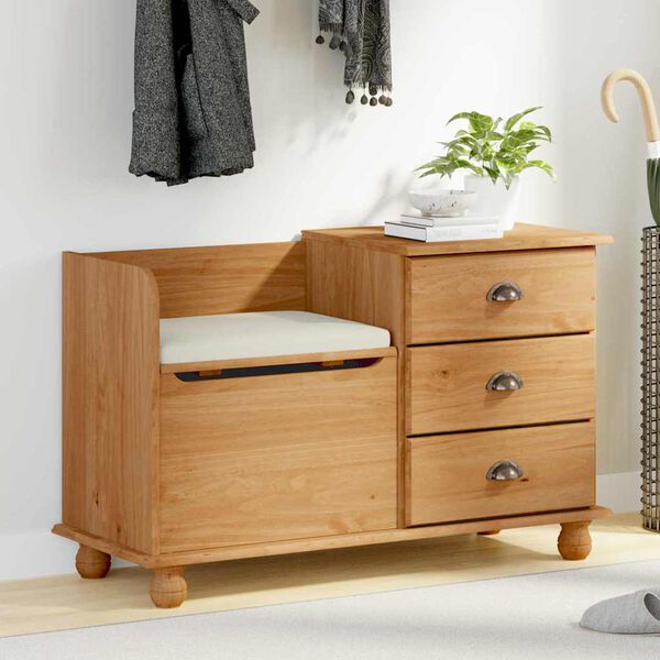 vidaXL Sitzbank mit Stauraum mit Speicher ASKIM Braun 100 x 39 x 62 cm