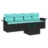 vidaXL Sofa Set mit Kissen 5 pcs Schwarz Poly-Rattan