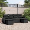 vidaXL 6-tlg. Garten-Sofagarnitur mit Kissen Schwarz Poly Rattan