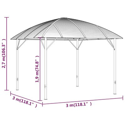 vidaXL Pavillon mit Bogendach 3x3 m Anthrazit