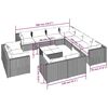 vidaXL 12-tlg. Garten-Lounge-Set mit Kissen Braun Poly Rattan
