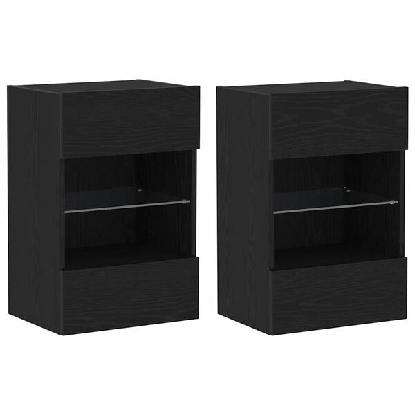 vidaXL TV-Schrankset 2 pcs Schwarz 40 x 30 x 60,5 cm Holzwerkstoff