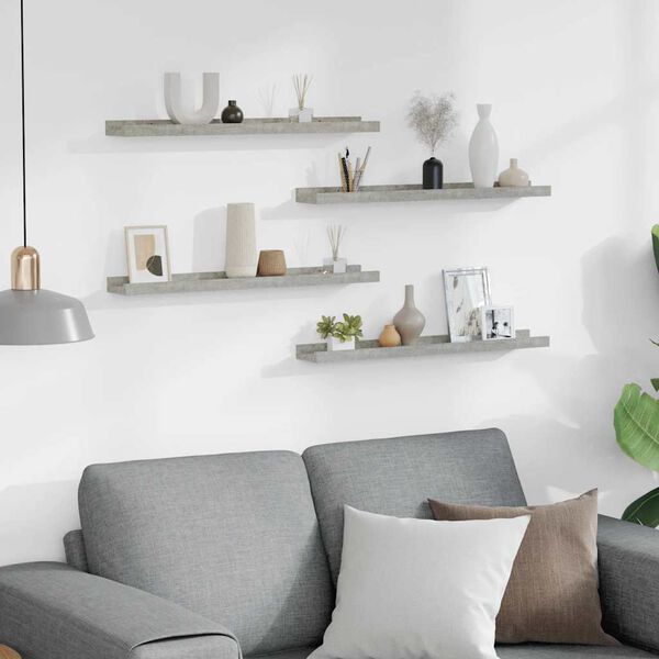 vidaXL Wandregale 4 Stk. Betongrau 60x9x3 cm