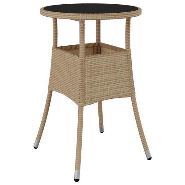 vidaXL 5-tlg. Garten-Essgruppe mit Kissen Beige Poly Rattan und Glas
