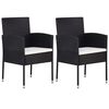 vidaXL Gartenst&uuml;hle mit Kissen in Cremewei&szlig; 2 Stk. Schwarz Polyrattan