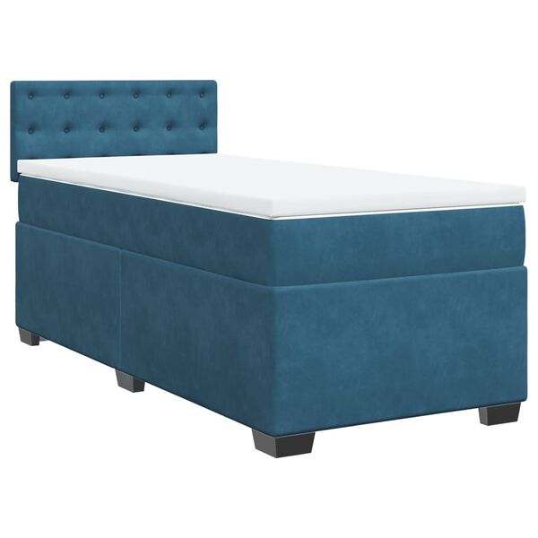 vidaXL Boxspringbett mit Matratze Blau 90x200 cm Samt