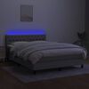 vidaXL Boxspringbett mit Matratze & LED Hellgrau 140x190 cm Stoff