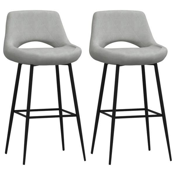vidaXL Barhocker 2 Stk. Hellgrau Samt