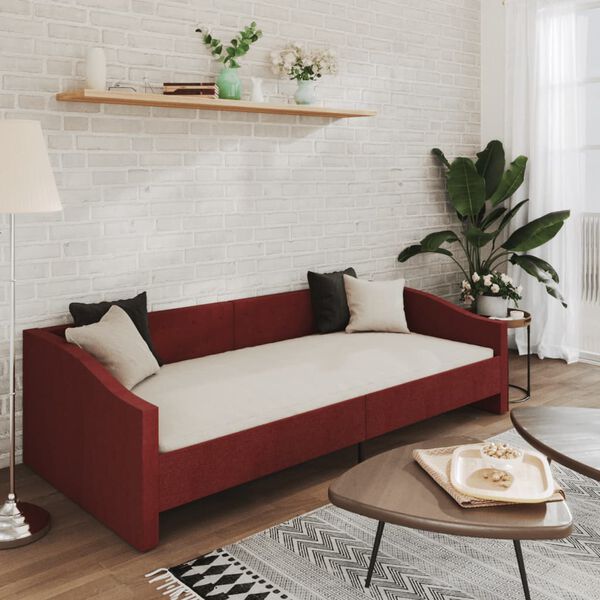 vidaXL Tagesbett mit Matratze USB Weinrot Stoff 90x200 cm