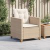 vidaXL Gartensessel mit Kissen Beige Poly Rattan