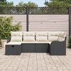 vidaXL Garten-Sofa-Set mit Kissen 6 pcs Schwarz und Creme Poly Rattan