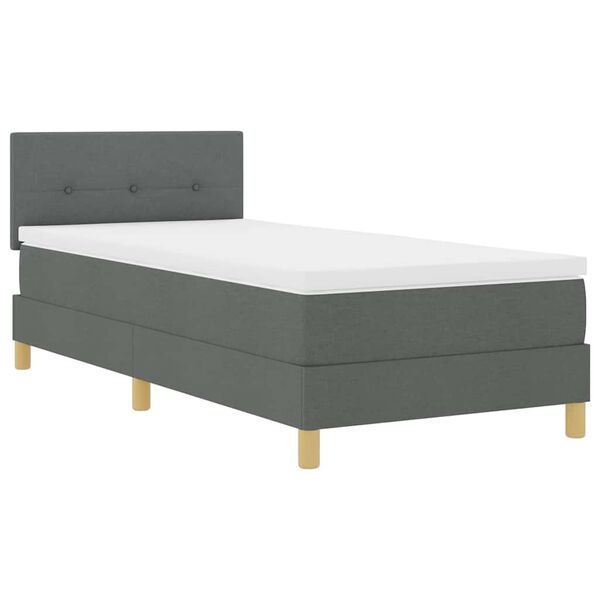 vidaXL Boxspringbett mit Matratze Dunkelgrau 90 x 200 cm Stoff