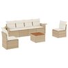 vidaXL 7-tlg. Garten-Sofagarnitur mit Kissen Beige Poly Rattan