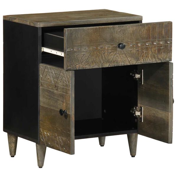 vidaXL Nachttisch Hellgrau 50x33x60 cm Massivholz Mango