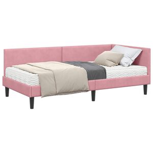 vidaXL Eckbettgestell mit Matratze 2 stk. Rosa 80 x 200 cm Samt