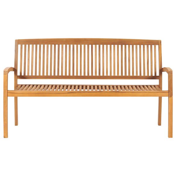 vidaXL Stapelbare Gartenbank mit Auflage 159 cm Massivholz Teak