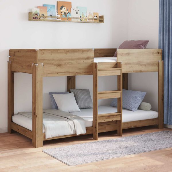 vidaXL Etagenbett f&uuml;r Kinder Artisan-Eiche 100 x 200 cm Holzwerkstoff