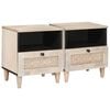 vidaXL Nachttisch 2 pcs Beige 40 x 33 x 46 cm Massivholz Akazie
