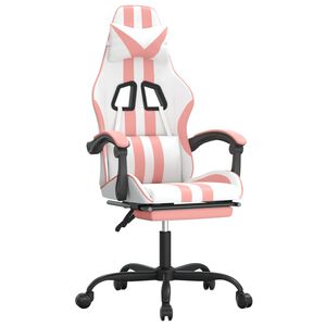 vidaXL Gaming-Stuhl mit Fu&szlig;st&uuml;tze Wei&szlig; und Rosa Kunstleder