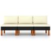 vidaXL Mittelsofas 3 Stk. Poly Rattan und Eukalyptus Massivholz