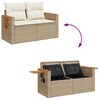 vidaXL Gartensofa-set mit Kissen 11 pcs Beige und Creme Poly-Rattan