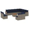 vidaXL 13-teiliges Gartensofa-Set mit Kissen, grau, Polyrattan