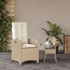 vidaXL Gartensessel mit Kissen Verstellbar Beige Poly Rattan