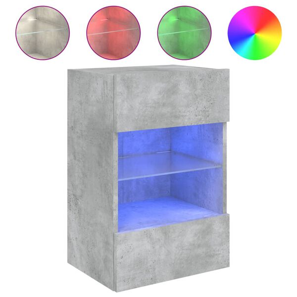 vidaXL TV-Wandschrank mit LED-Leuchten Betongrau 40x30x60,5 cm