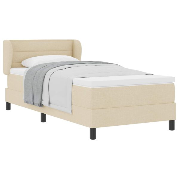 vidaXL Boxspringbett mit Matratze mit Kopfteil Creme 80 x 200 cm Stoff
