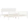 vidaXL Massivholzbett mit Kopfteil Wei&szlig; 200x200 cm