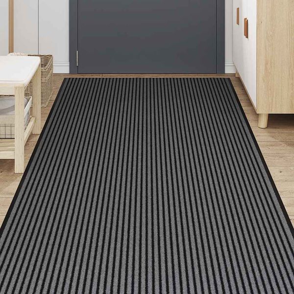 vidaXL Fu&szlig;matte Streifen Schwarz und Grau 115x400 cm