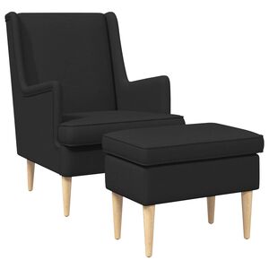 vidaXL Sessel mit Fu&szlig;hocker 2 stk. Schwarz Stoff