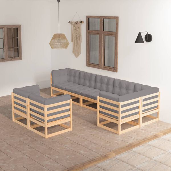 vidaXL 8-tlg. Garten-Lounge-Set mit Kissen Massivholz Kiefer