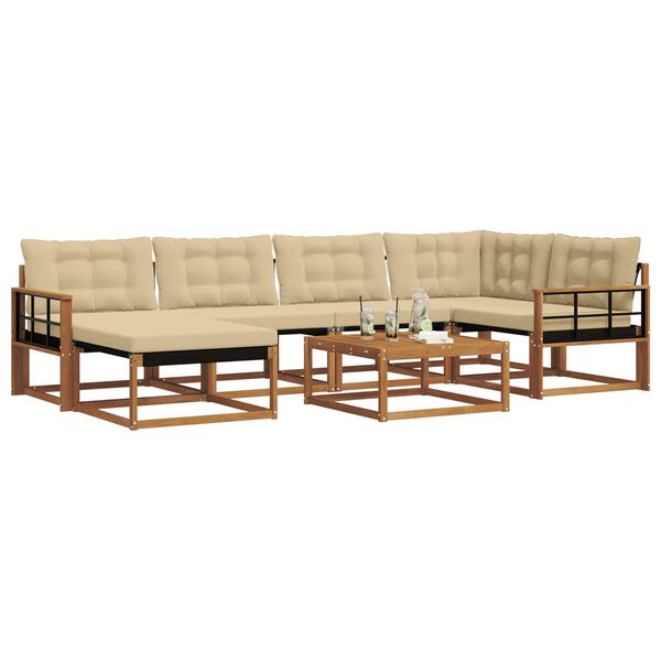 vidaXL Outdoor-Sofagarnitur 19 pcs Natur und Beige Massivholz Akazie