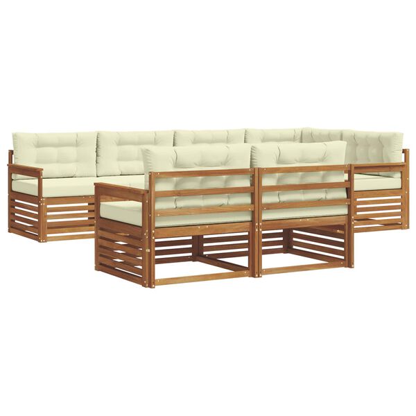 vidaXL Outdoor-Sofagarnitur mit Kissen 7 pcs Natur und Creme