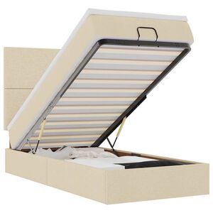 vidaXL Ottoman-Bett mit Matratze Creme 90x190 cm Stoff