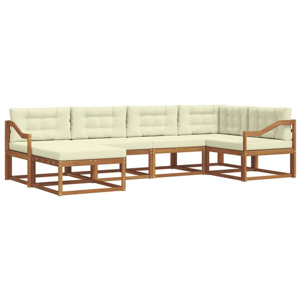 vidaXL Outdoor-Sofagarnitur mit Kissen 6 pcs Natur und Creme