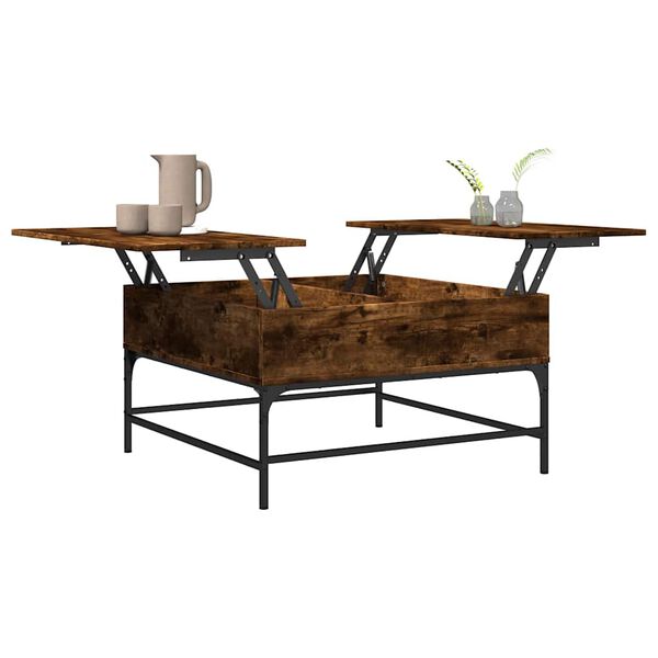 vidaXL Couchtisch R&auml;uchereiche 80x80x45 cm Holzwerkstoff und Metall