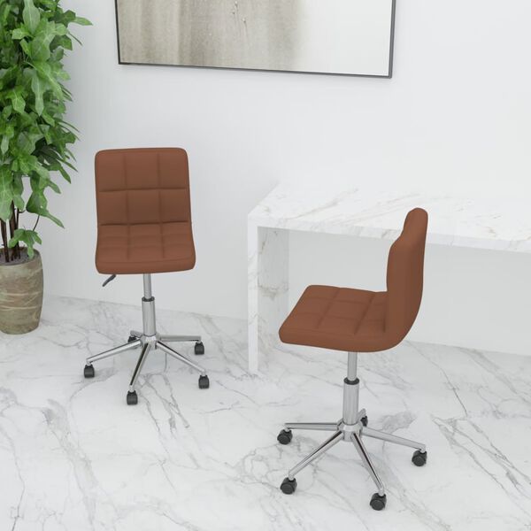 vidaXL Esszimmerst&uuml;hle 2 Stk. Drehbar Braun Stoff