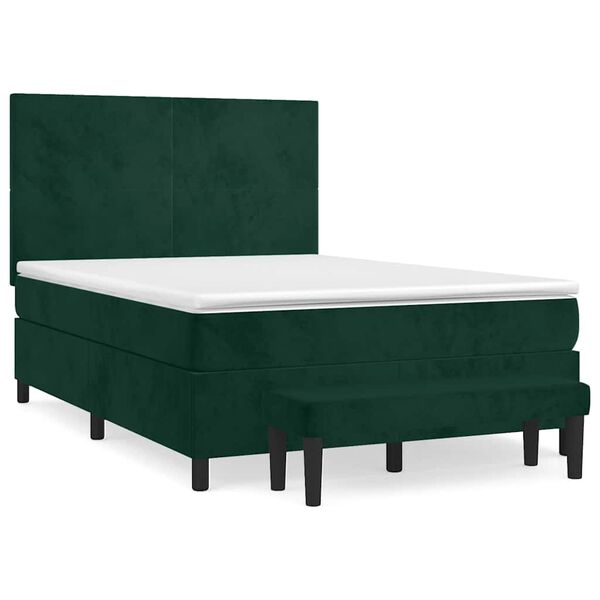 vidaXL Boxspringbett mit Matratze Dunkelgr&uuml;n 140x200 cm Samt