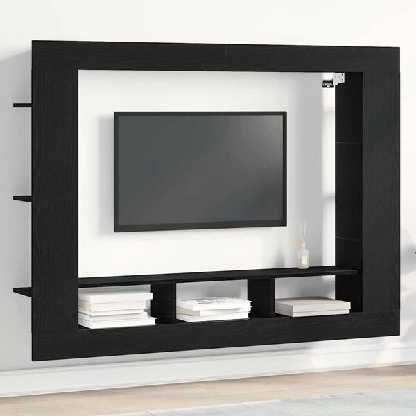 vidaXL TV-Schränk Schwarz Eichen-Optik 152 x 22 x 113 cm Holzwerkstoff