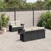 vidaXL 6-tlg. Garten-Sofagarnitur mit Kissen Schwarz Poly Rattan