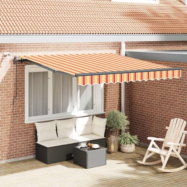 vidaXL Einziehbare Markise mit Gelb und Orange 350 x 250 cm Stoff