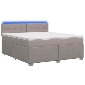 vidaXL Boxspringbett mit Matratze und LED Taupe 140 x 200 cm Stoff