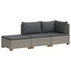 vidaXL 3 Stk. Rattan-Lounge-Set mit Kissen GENDT Naturrattan Kubu Grau