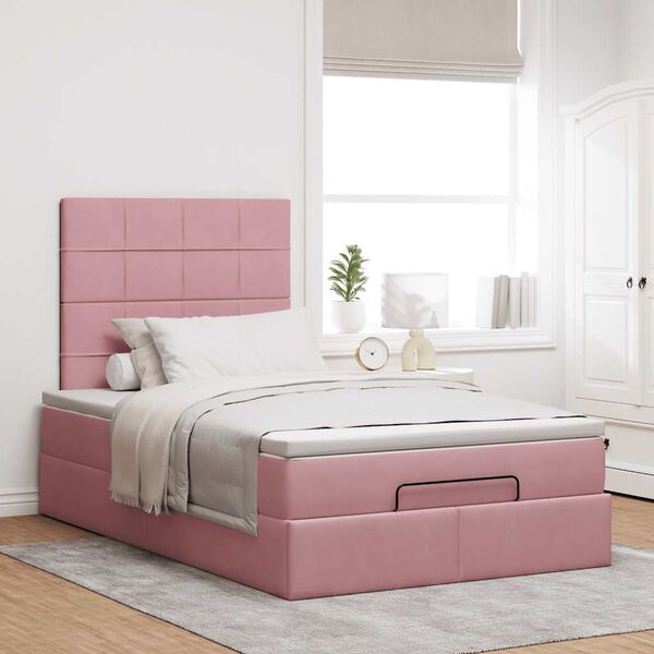 vidaXL Ottoman-Bett mit Matratzen Rosa 120x200 cm Samt