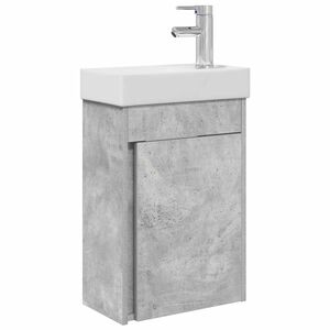 vidaXL Badezimmer Waschtischunterschrank mit Wasserhahn Betongrau