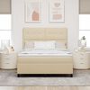 vidaXL Boxspringbett mit Matratze Creme 140 x 190 cm Stoff