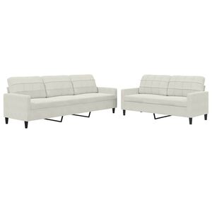 vidaXL 2-tlg. Sofagarnitur mit Kissen Creme Samt